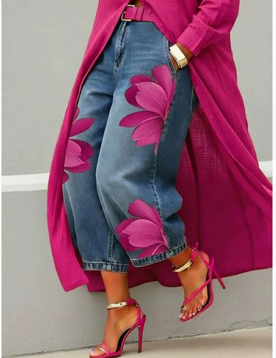 Daniella™ | Sukienka lniana & Kwiatowy zestaw denim