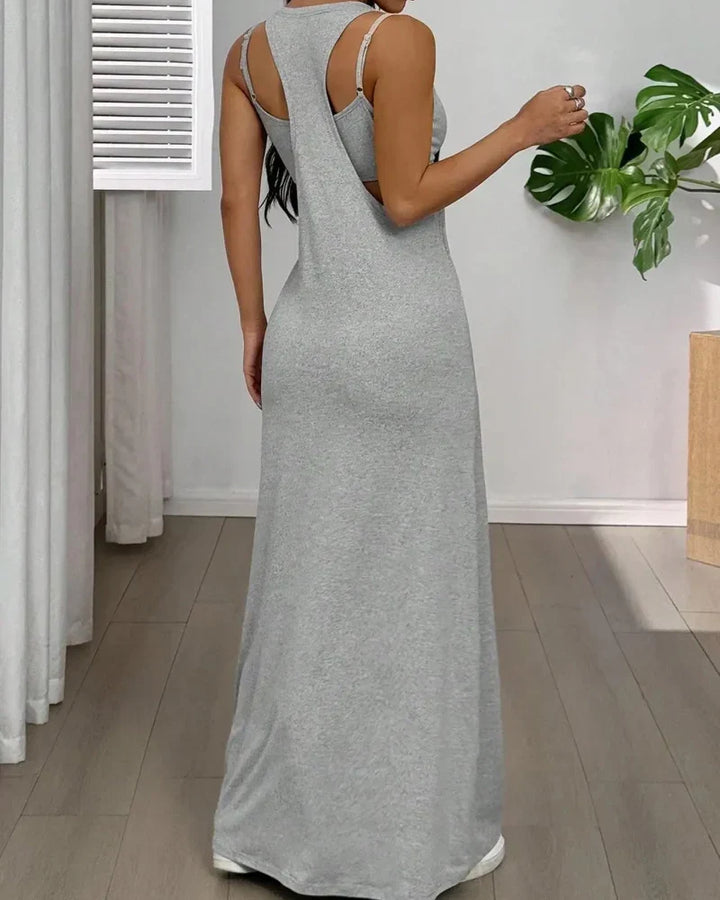 Selena™ | Dwuczęściowy Zestaw z Topem i Sukienką Maxi z Wycięciem