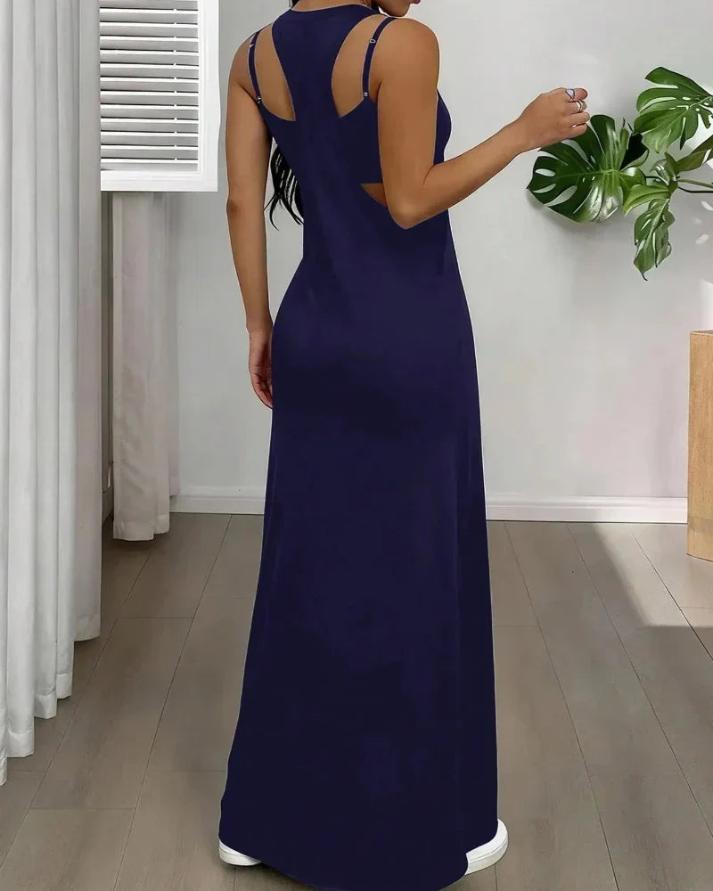 Selena™ | Dwuczęściowy Zestaw z Topem i Sukienką Maxi z Wycięciem