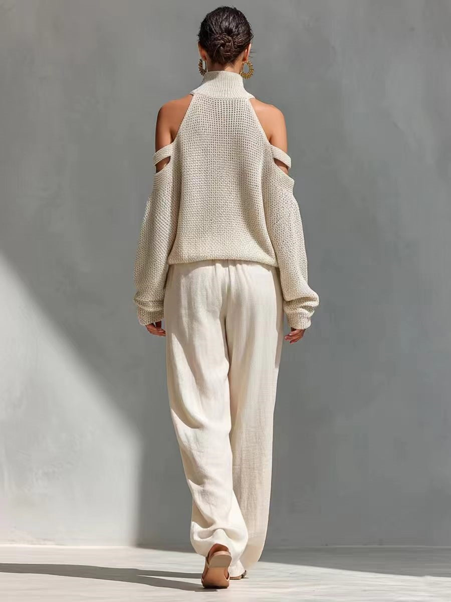 Selene™ | Modny komplet z dzianiny i lnu