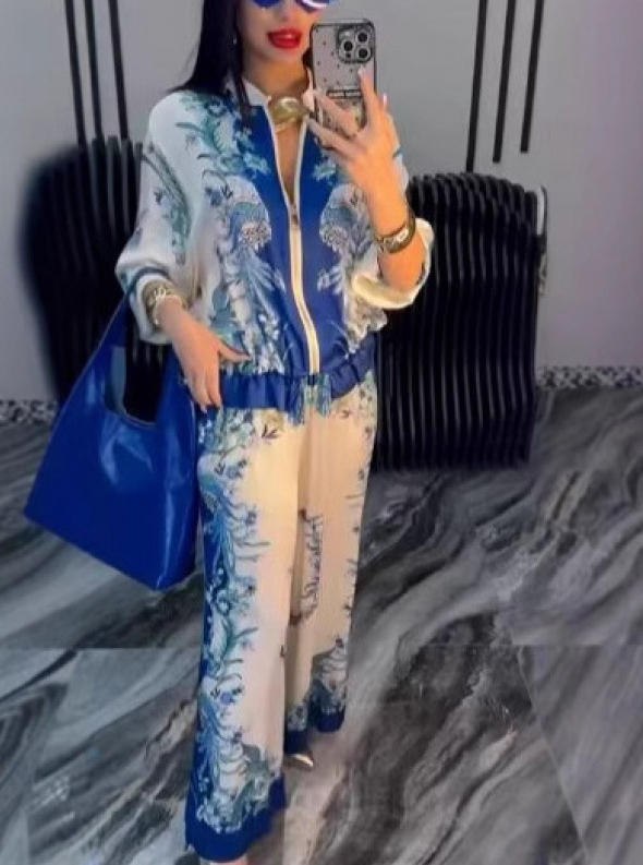 Zafira™ | Stylowy komplet z nadrukiem i szerokimi spodniami