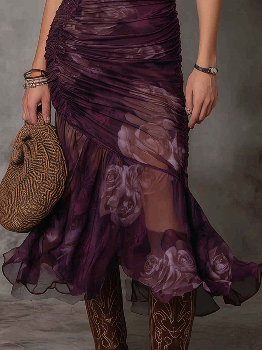 Violetta™ | Plisowana sukienka midi w kwiaty