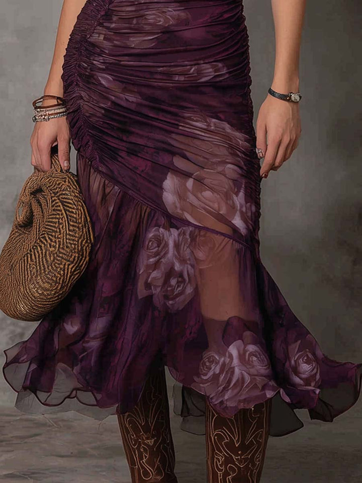 Violetta™ | Plisowana sukienka midi w kwiaty
