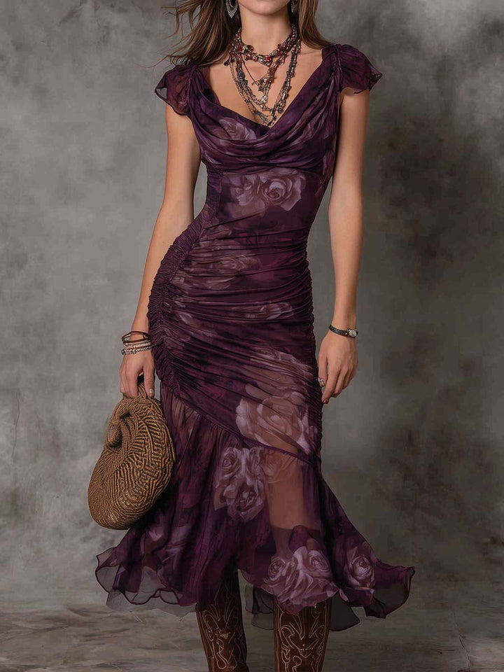 Violetta™ | Plisowana sukienka midi w kwiaty