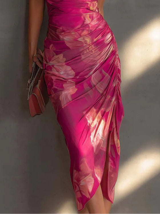 Sonia | Vestido Sin Mangas con Estampado Floral en Fucsia
