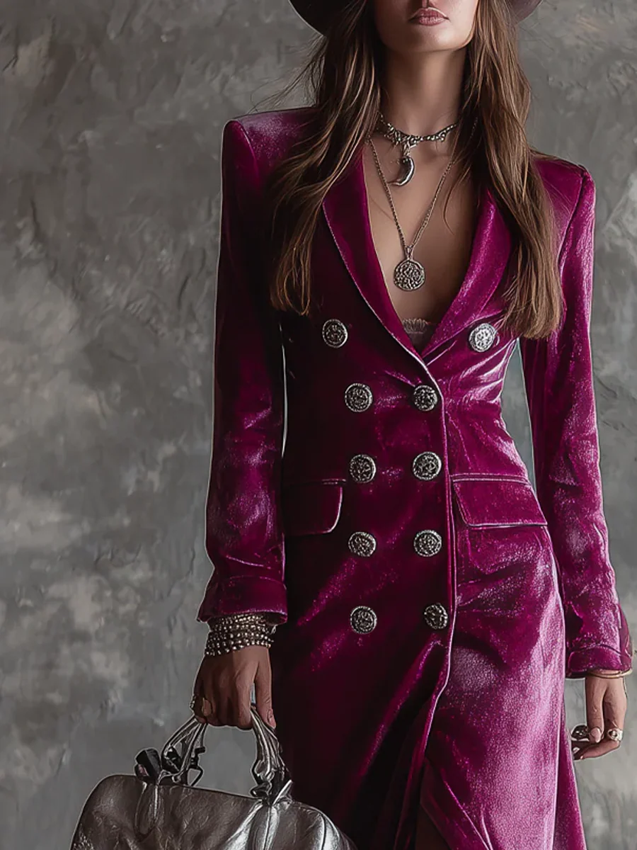 Vera | Welurowa Sukienka Blazer Maxi