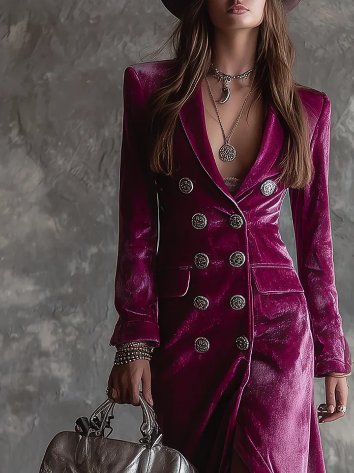 Vera | Welurowa Sukienka Blazer Maxi
