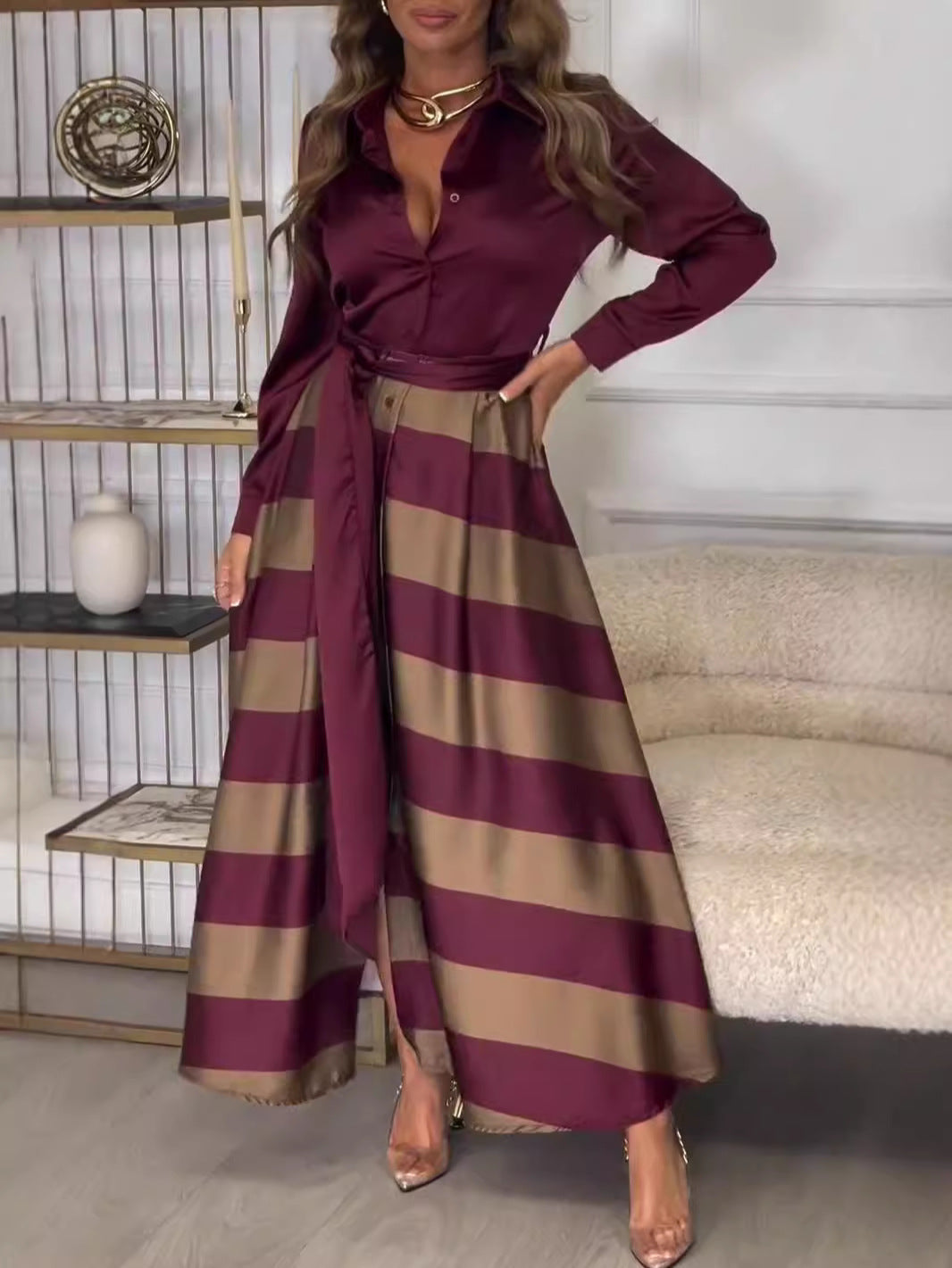 Yvonne | Sukienka maxi w paski